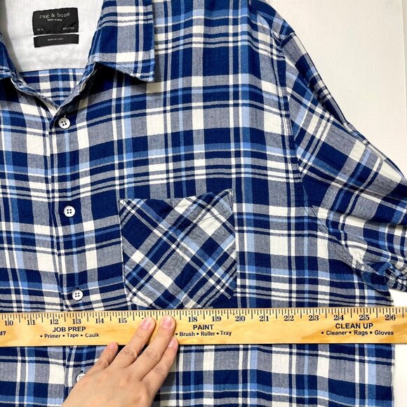 Rag & Bone Mens Fit 3 Beach checked Herringbone Plaid Button-Up Shirt XXL - Picture 14 of 15